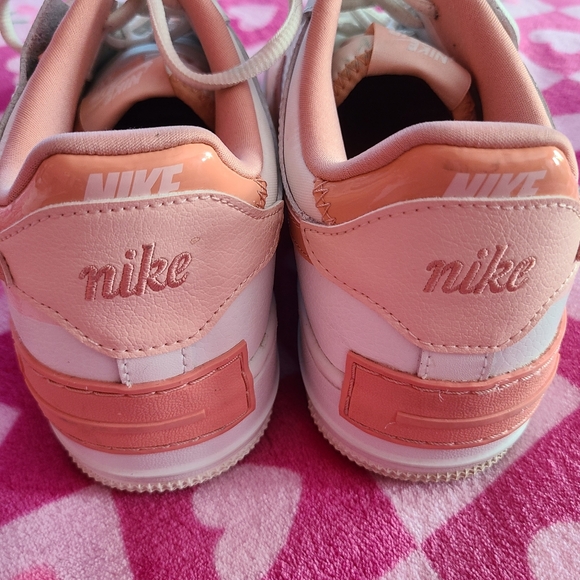 Peach and White Nike Air Force 1 Sneakers - Picture 6 of 9